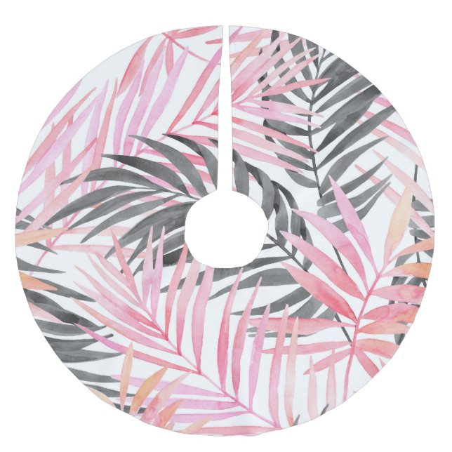 Jupon De Sapin En Polyester Brossé Aquarelle Feuille rose tropicale (Devant)