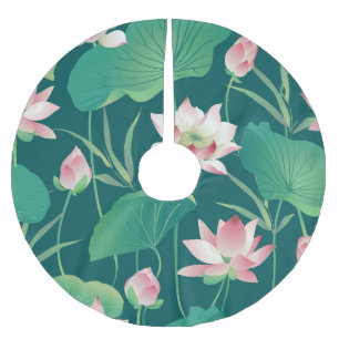 Jupon De Sapin En Polyester Brossé Aquarelle lotus : fleurs vintages sans soudure.
