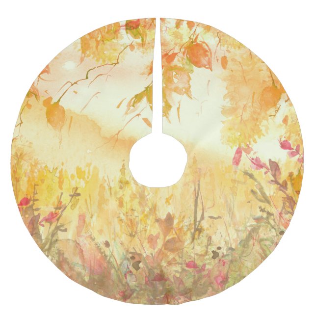 Jupon De Sapin En Polyester Brossé Aquarelle Pays Forêt Paysage Art (Devant)