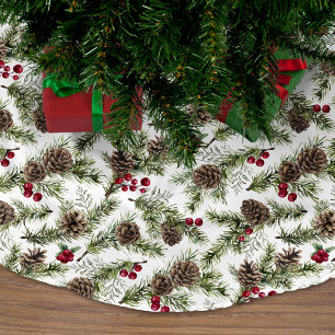 Jupon De Sapin En Polyester Brossé Aquarelle Pine Cônes Rustique Noël botanique
