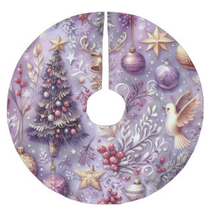 Jupon De Sapin En Polyester Brossé Aquarelle Purple Motifs de Noël