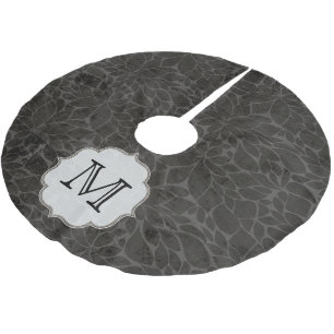 Jupon De Sapin En Polyester Brossé Arbre à feuilles noires Monogramme Arbre initial J