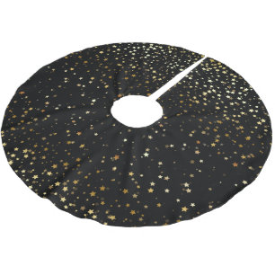 Jupon De Sapin En Polyester Brossé Arbre à jupe d'or à étoiles noires