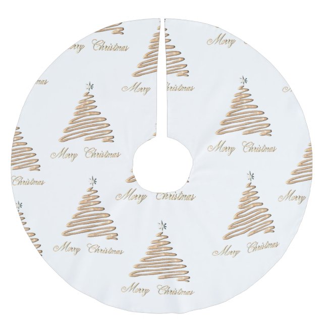 Jupon De Sapin En Polyester Brossé Arbre de Noël Gold (Devant)