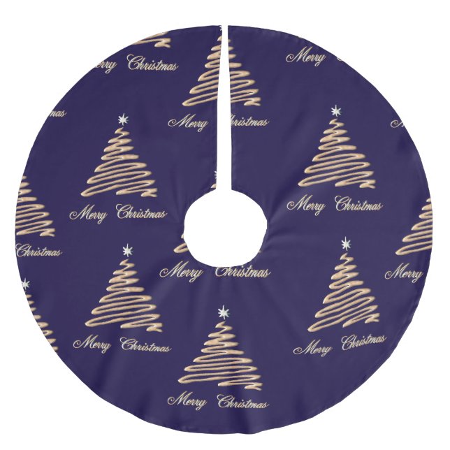 Jupon De Sapin En Polyester Brossé Arbre de Noël Gold (Devant)