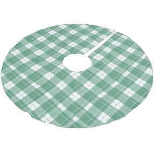 Jupon De Sapin En Polyester Brossé Arbre De Noël Plaid Vert Couvrir.