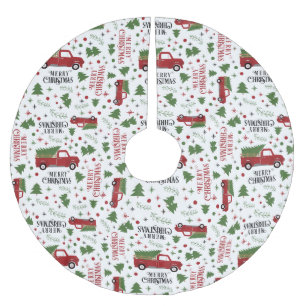 Jupon De Sapin En Polyester Brossé Arbre de Noël vintage Red Truck