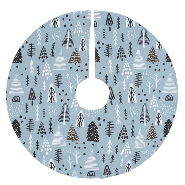 Jupon De Sapin En Polyester Brossé Arbres (Devant)