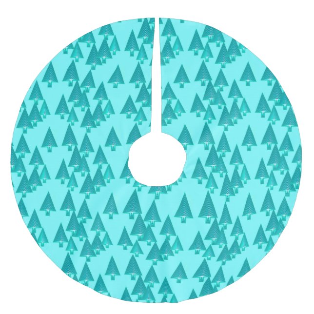 Jupon De Sapin En Polyester Brossé Arbres de Noël métalliques modernes - turquoise (Devant)
