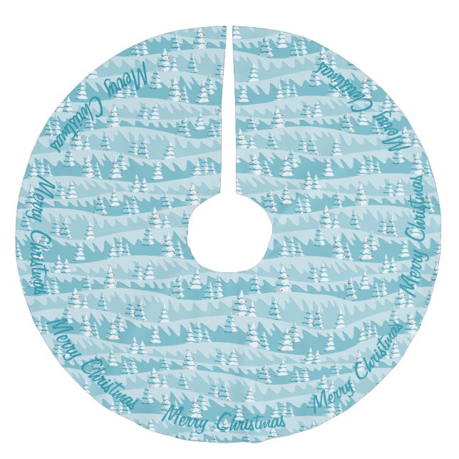Jupon De Sapin En Polyester Brossé Arbres de Noël turquoises (Devant)