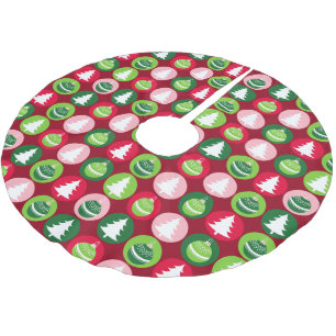 Jupon De Sapin En Polyester Brossé Arbres et ornements de Noël rétro vintages