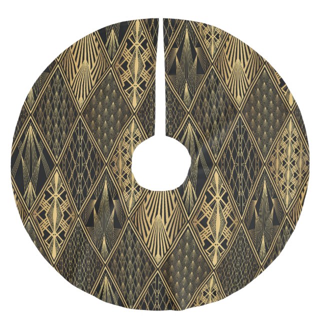 Jupon De Sapin En Polyester Brossé Art Déco Black Gold Elegance (Devant)