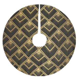 Jupon De Sapin En Polyester Brossé Art Déco Black Gold : Géométrique