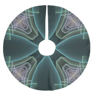 Jupon De Sapin En Polyester Brossé Art graphique géométrique fractal sarcelle moderne