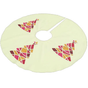 Jupon De Sapin En Polyester Brossé Art moderne Art élégant rouge et or Arbre de Noël