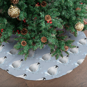 Jupon De Sapin En Polyester Brossé Art Nouveau Flocons de Neige Manchot Hiver Fantais