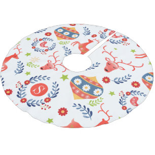 Jupon De Sapin En Polyester Brossé Art populaire scandinave Monogramme Noël