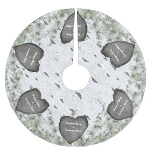 Jupon De Sapin En Polyester Brossé Aspen rustique écorce Bois Coeurs sculptés noms