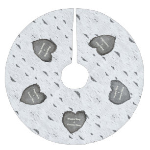 Jupon De Sapin En Polyester Brossé Aspen rustique écorce Bois Coeurs sculptés noms