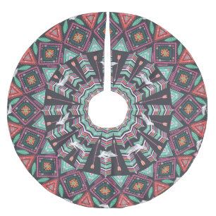 Jupon De Sapin En Polyester Brossé Aztec géométrique : Motif circulaire coloré