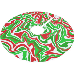 Jupon De Sapin En Polyester Brossé Balayage de Noël blanc rouge et vert