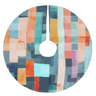 Jupon De Sapin En Polyester Brossé Bandes géométriques multicolores, motif tendance.