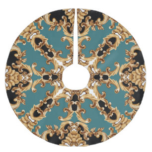Jupon De Sapin En Polyester Brossé Baroque d'or, décoration luxueuse.