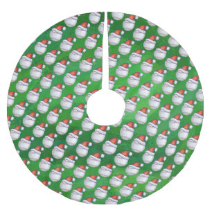 Jupon De Sapin En Polyester Brossé Baseball à Santa Hat Motif sur Vert