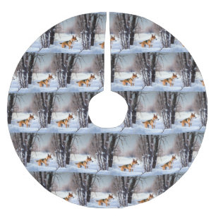 Jupon De Sapin En Polyester Brossé Basenji Laisser neiger Noël