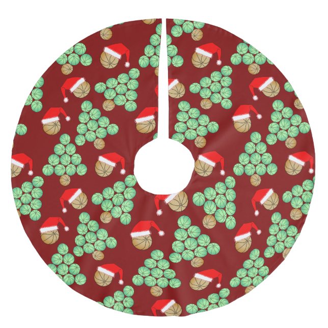 Jupon De Sapin En Polyester Brossé Basket de Noël Chapeaux de Noël (Devant)