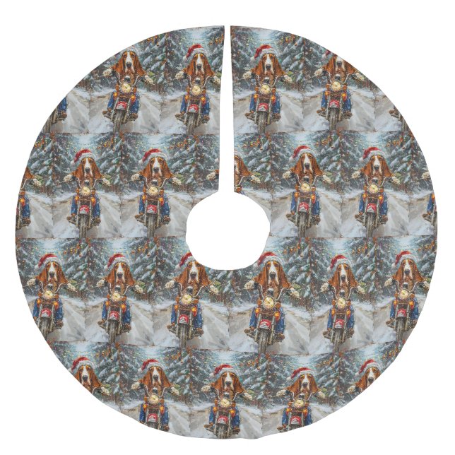Jupon De Sapin En Polyester Brossé Basset Hound Chien équitation Moto Noël (Devant)