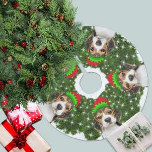 Jupon De Sapin En Polyester Brossé Beagle Dog Elves Christmas Wreath