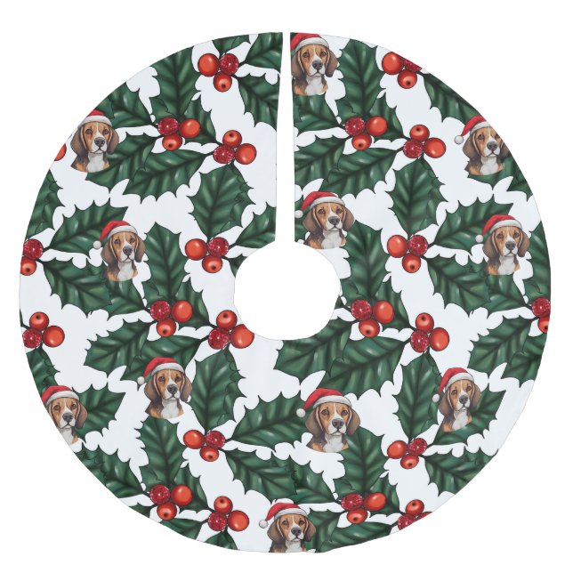 Jupon De Sapin En Polyester Brossé Beagles et Holly (Devant)