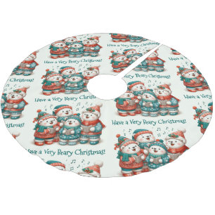 Jupon De Sapin En Polyester Brossé Bears Polar mignon chante Avoir un Noël de très Bé