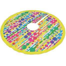 Jupon De Sapin En Polyester Brossé [Beatnik Bubbles] Polka rétro Point rayé Jaune