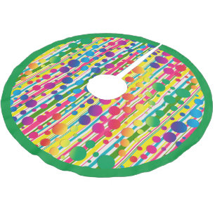 Jupon De Sapin En Polyester Brossé [Beatnik Bubbles] Polka rétro point rayé vert