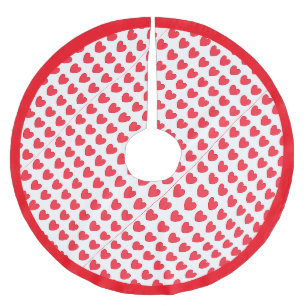 Jupon De Sapin En Polyester Brossé Beau Motif de coeur sur blanc