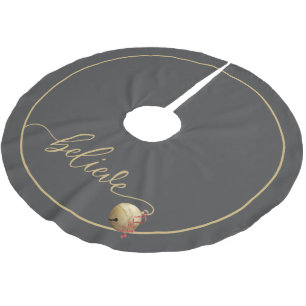Jupon De Sapin En Polyester Brossé Beau script CROIRE Noël Jingle Bell
