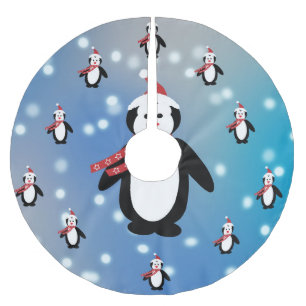 Jupon De Sapin En Polyester Brossé Beaucoup de pingouins