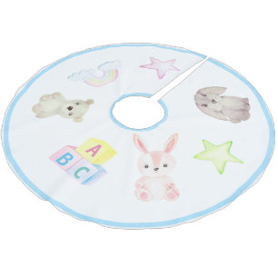 Jupon De Sapin En Polyester Brossé Bébé Garçon Blocs Ours Lapin Animaux Noël