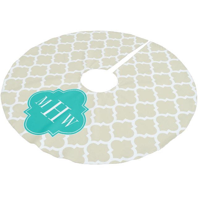 Jupon De Sapin En Polyester Brossé Beige White LG Chevron Teal Name (Angle)
