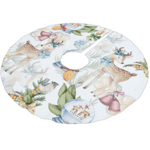 Jupon De Sapin En Polyester Brossé Belle aquarelle de cerf Noël