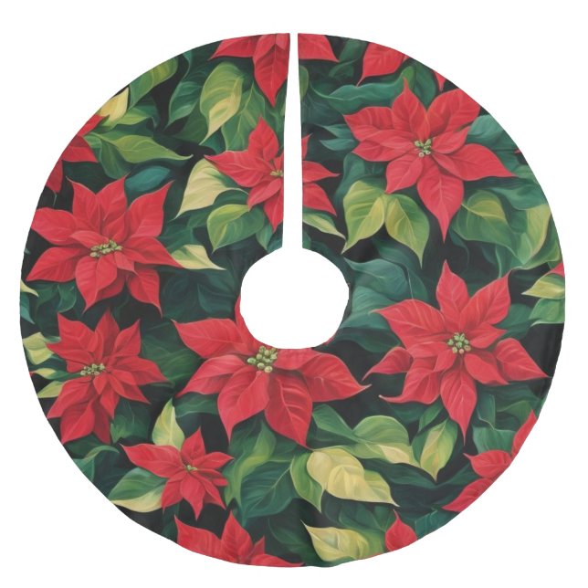 Jupon De Sapin En Polyester Brossé Belle Poinsettia (Devant)