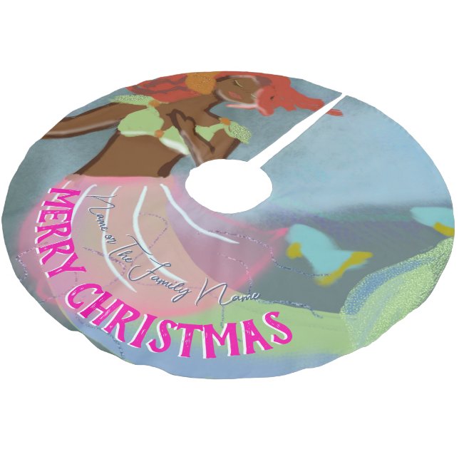 Jupon De Sapin En Polyester Brossé Belle sirène tropicale personnalisée (Angle)