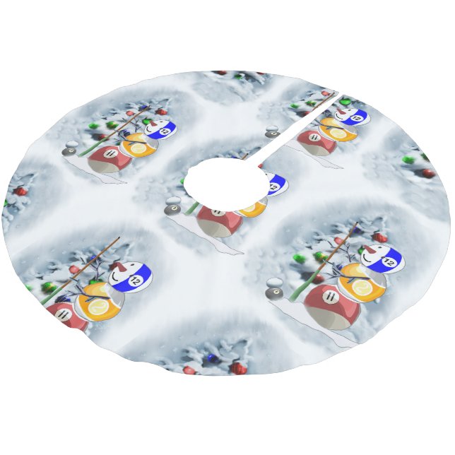 Jupon De Sapin En Polyester Brossé Billard Ball Snowman Noël (Angle)