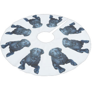 Jupon De Sapin En Polyester Brossé Black Labrador Chien Jupes d'arbre de Noël