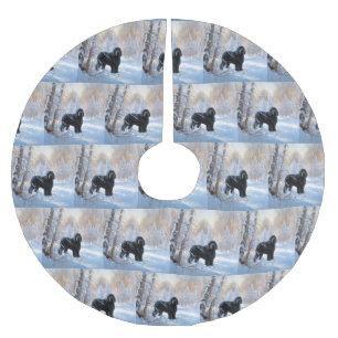 Jupon De Sapin En Polyester Brossé Black Russian Terrier Laisser neiger Noël