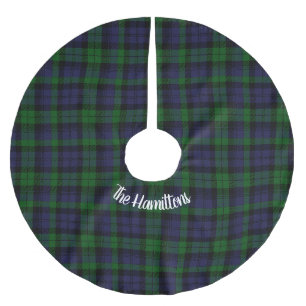 Jupon De Sapin En Polyester Brossé Black Watch Tartan Plaid Christmas personnalisable
