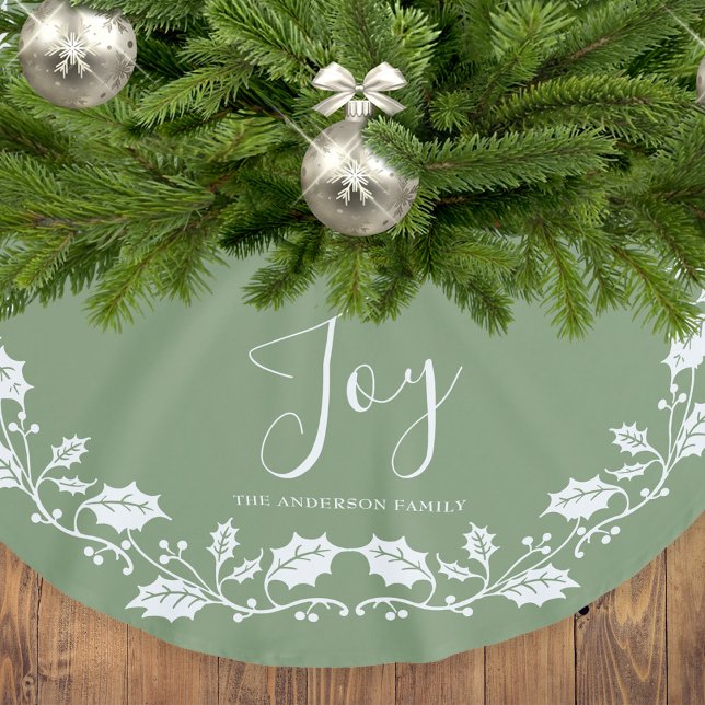 Jupon De Sapin En Polyester Brossé Blanc Noël Holly Joie Lumière Vert (Créateur téléchargé)
