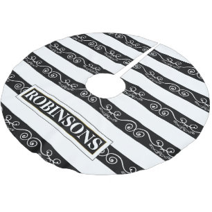 Jupon De Sapin En Polyester Brossé Blanc noir rayé élégant